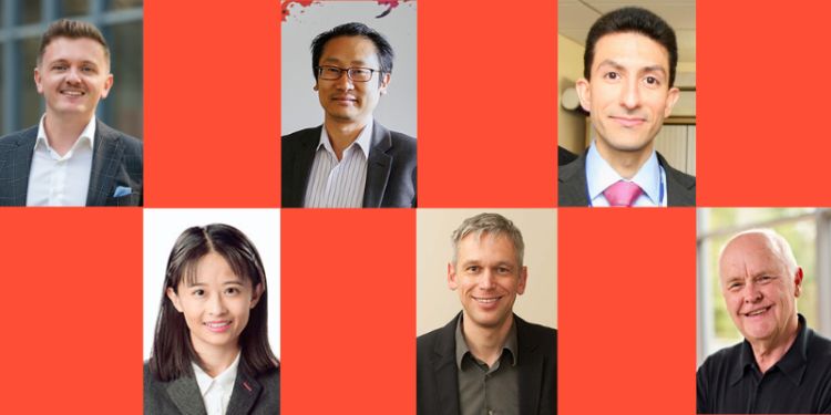 Headshots of Simon van Baal, Xingjie Wei, Chee Yew Wong, Krsto Pandza, Hutan Ashrafian and John Palfreyman