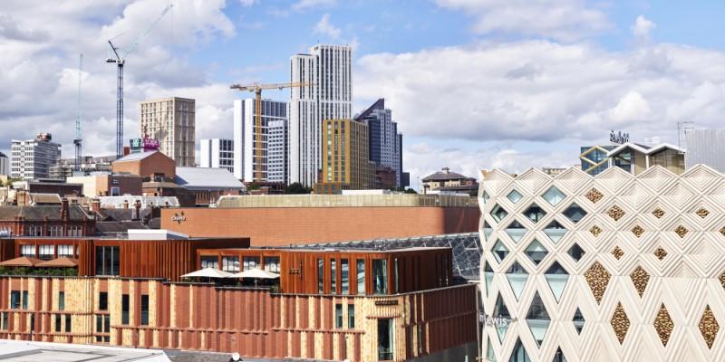 Leeds city skyline with a range of old and modern buildings.