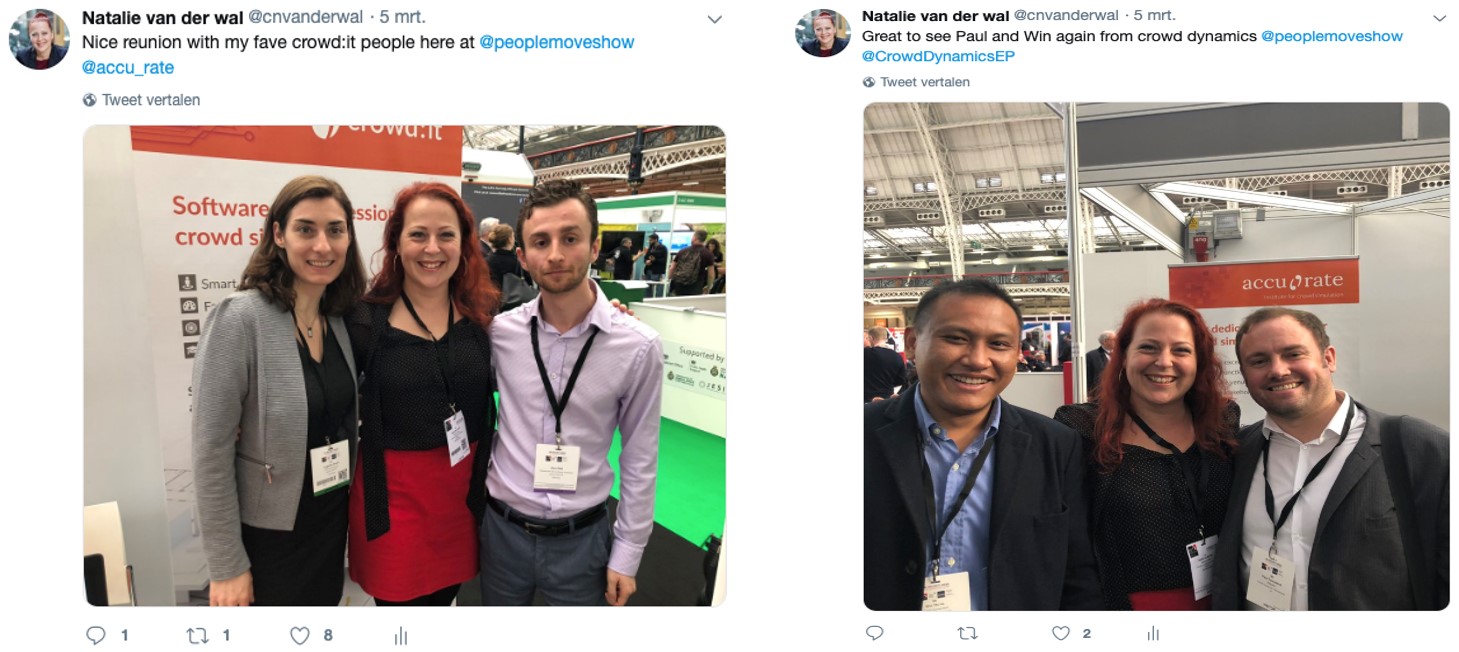 Tweets from Natalie Van Der Wal showing her with associates at the conference