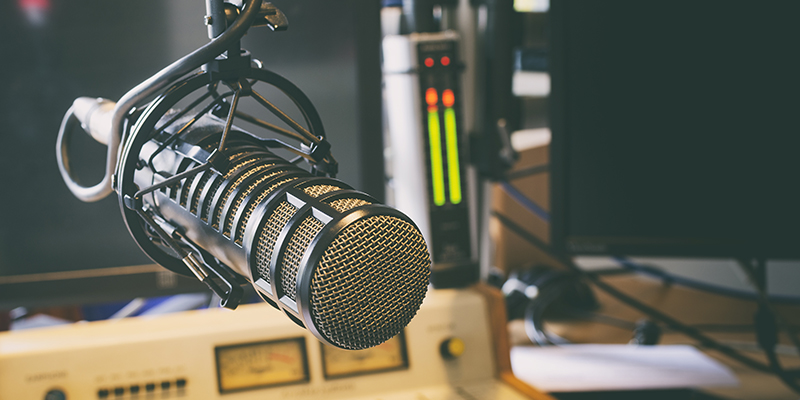 Microphone in radio studio