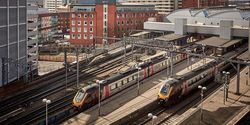 Trains at a railway station