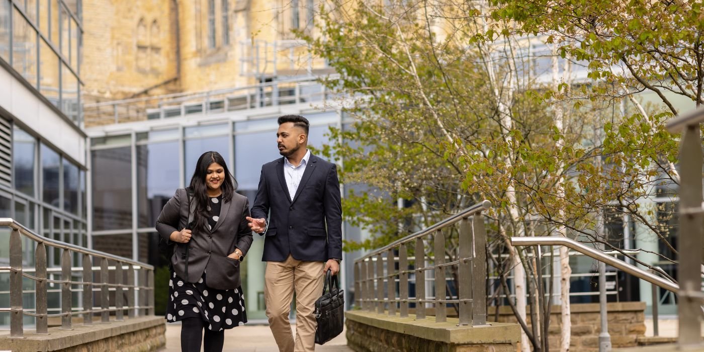 Students walking outside Maurice Keyworth