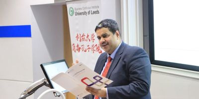 Photo of Chandru Iyer giving the Business Confucius Institute Annual Lecture at EIBA Annual conference 2019