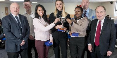 Nidhi Menon, Elanor Boyes and Jumoke Ajayi, from the winning team with their prize