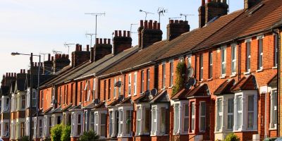 Row of terraced houses on a sunny day