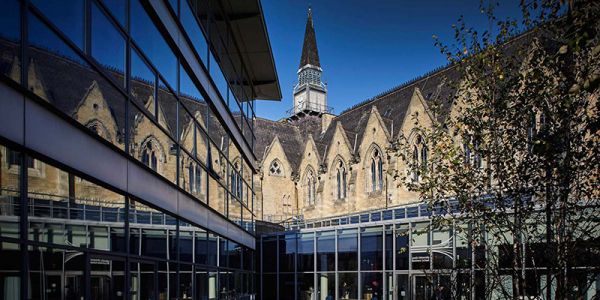 An external shot towards the business school and innovation centre at the University of Leeds