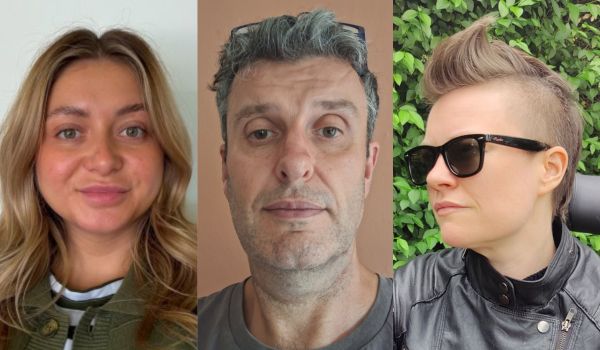 Separate head shots of Lauren Cox, TJ Clark, and Rich Crisp
