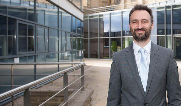 David Spencer stood outside Maurice Keyworth building