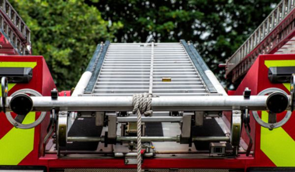 Back of a fire engine with ladders
