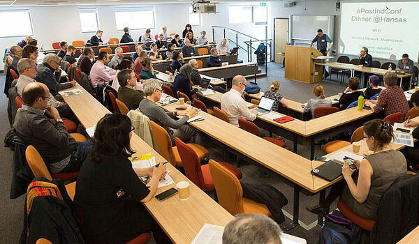 Photograph of a lecture theatre at the Post Industrial Conference