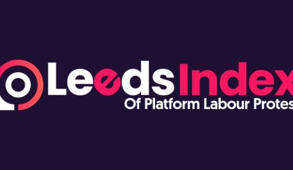 Logo in white and pink on navy background saying Leeds Index of Platform Labour Protest