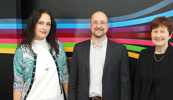 Photograph of Dr Vita Kadile, Professor Matthew Robson and Dr Kathryn Watson