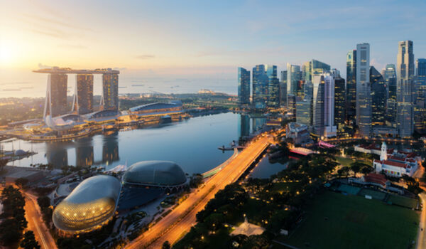Aerial view of Singapore business district
