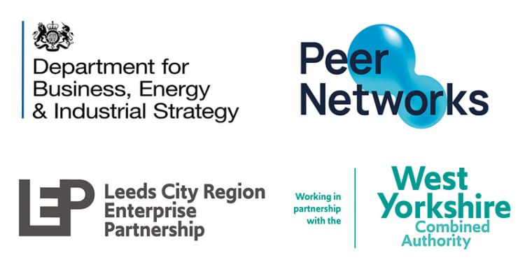 DBEIS logo, Peer Networks logo, Leeds City Region Enterprise Partnership logo