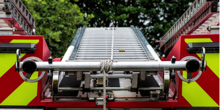 Back of a fire engine with ladders