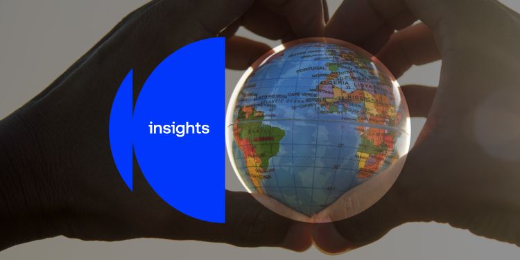 Hands in a heart-shape holding a small globe. There is a blue ‘insights’ graphic overlay.