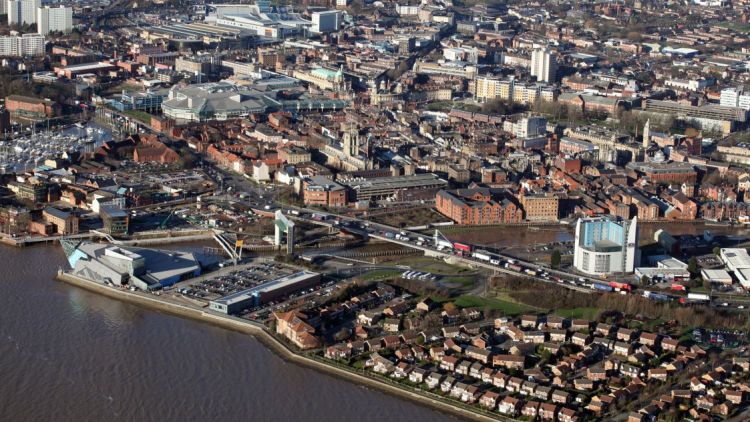 Aerial view of Hull and the waterside