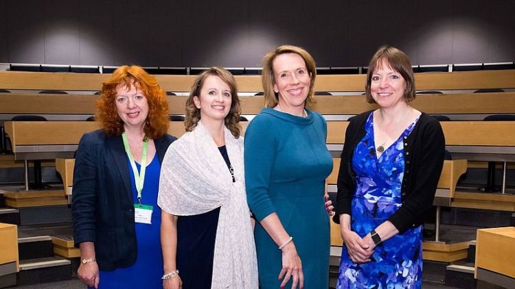 Photograph of the speakers at the Women onto Boards event