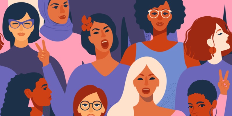 Diverse group of women art graphic