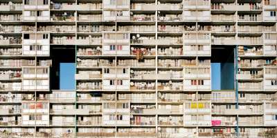 Photograph o a block of flats in the banlieues of northern paris