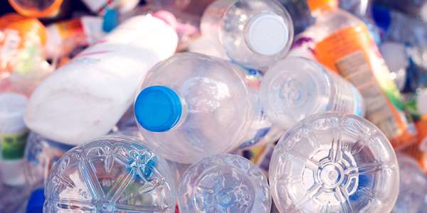 Close up image of plastic bottles