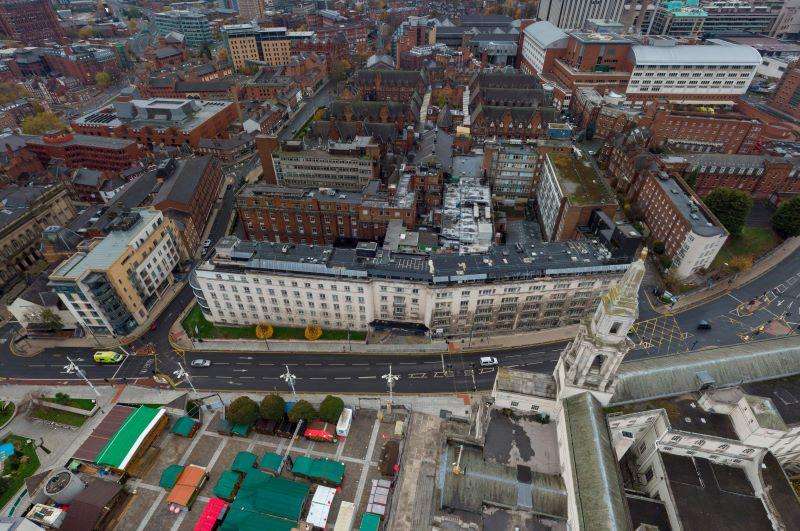 Leeds General Infirmary from the sky
